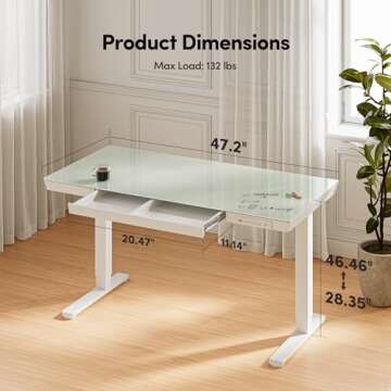 FEZIBO Electric Glass Standing Desk - Adjustable Height Design