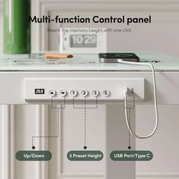 FEZIBO Electric Glass Standing Desk - Adjustable Height Design