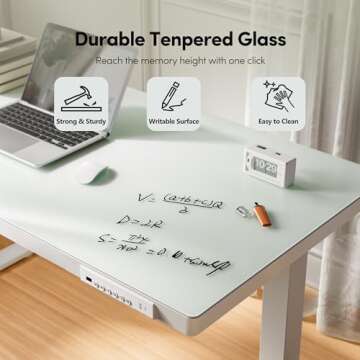 FEZIBO Electric Glass Standing Desk - Adjustable Height Design