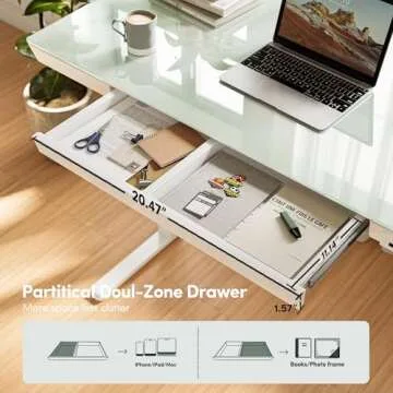 FEZIBO Electric Glass Standing Desk - Adjustable Height Design