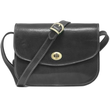 Floto Milano Crossbody Women's Shoulder Bag Handbag Size 8.5" (Black)