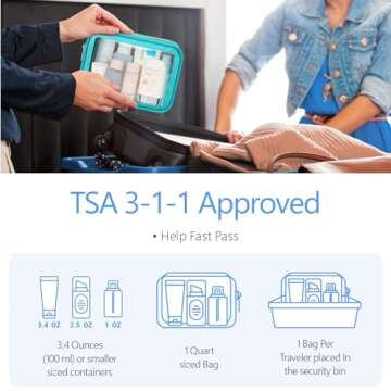 PACKISM TSA Approved Toiletry Bag - 2 Pack Upgrade Color-Edged Clear Makeup Bag, Clear Toiletry Bag ...