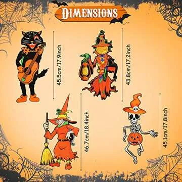 Vintage Halloween Party Decoration Jointed Figures Halloween Door Hangers Jointed Witch Pumpkin Skeleton Black Cat Paper Cutouts for Party Door Wall Ornaments