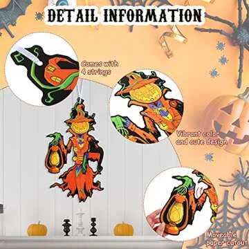 Vintage Halloween Party Decoration Jointed Figures Halloween Door Hangers Jointed Witch Pumpkin Skeleton Black Cat Paper Cutouts for Party Door Wall Ornaments