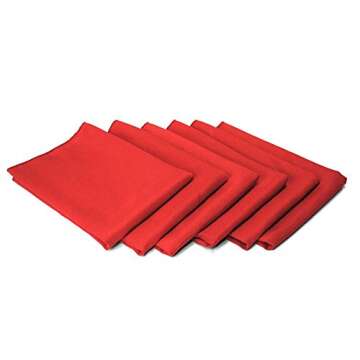 TableLinensforLess 17"x17" Polyester Cloth Napkins, Set of 6 (Holiday Red) | Easy-Care, No-Iron Finish, Superior Color Retention, Machine Washable