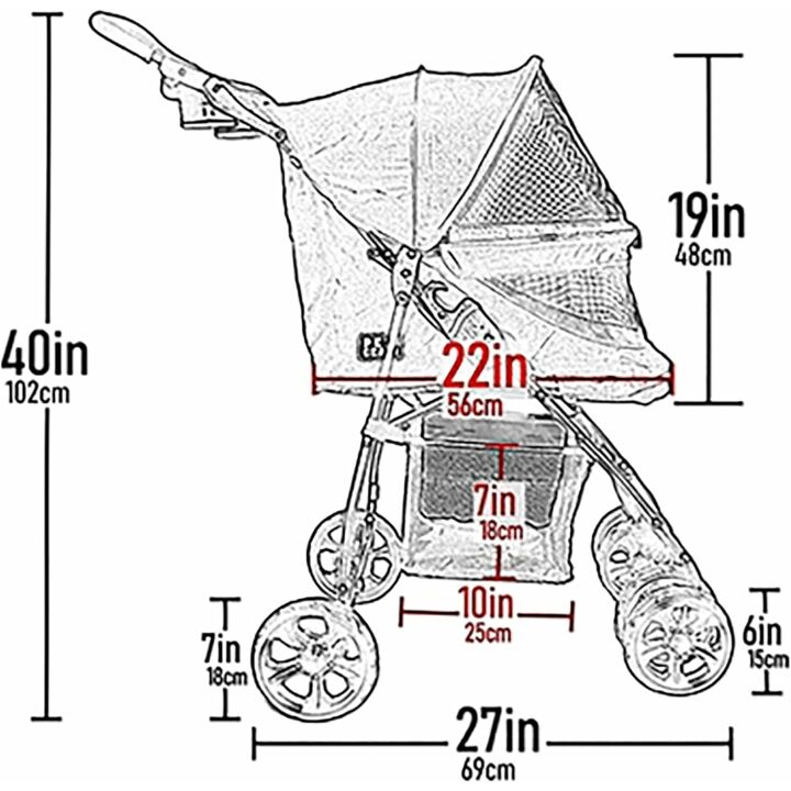 No-Zip Pet Stroller for Cats & Dogs - Easy Fold