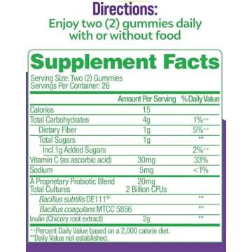 Culturelle Daily Probiotic Gummies for Women & Men, Berry Flavor, 52 Count, Naturally-Sourced Daily Probiotic + Prebiotic for Digestive Health, Non-GMO & Vegan