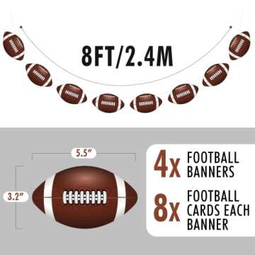 4PC Football Party Decorations - Banners & Hanging Decor for Any Celebration