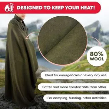 Olive Drab Green Warm Fire Retardant Blanket, 66" x 90" (80% Wool)-US Military Style