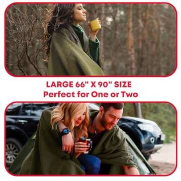 Olive Drab Green Warm Fire Retardant Blanket, 66" x 90" (80% Wool)-US Military Style