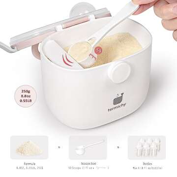 Termichy Baby Formula Dispenser, Portable Formula Dispenser Container with Scoop and Carry Handle for Travel Outdoor Activities for Baby Infant, 500ml