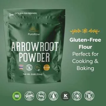 Arrowroot Starch Powder, 2lb Gluten Free, Pure Arrow Root, Paleo, Non-GMO, Batch Tested, Product of Thailand, 2 Pounds, By PuroRaw