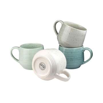 Sango Siterra Artist's Blend 17 oz. Stoneware Mug Set – Service for 4, Rustic Design, Assorted Col...
