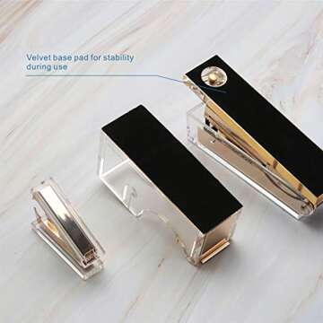 EXPUTRAN Acrylic & Gold Office Supplies Set, Acrylic Stapler, Tape Dispenser, Staple Remover, Desk A...