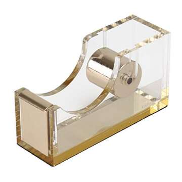 EXPUTRAN Acrylic & Gold Office Supplies Set, Acrylic Stapler, Tape Dispenser, Staple Remover, Desk Accessory for The Office or Home