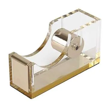 EXPUTRAN Acrylic & Gold Office Supplies Set, Acrylic Stapler, Tape Dispenser, Staple Remover, Desk Accessory for The Office or Home
