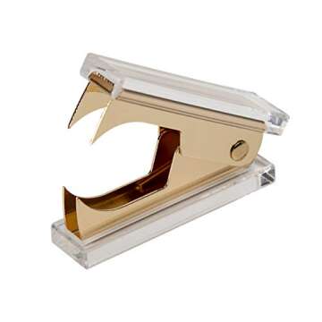 EXPUTRAN Acrylic & Gold Office Supplies Set, Acrylic Stapler, Tape Dispenser, Staple Remover, Desk Accessory for The Office or Home