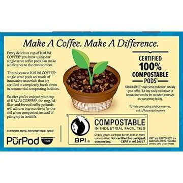 Kauai Coffee Na Pali Coast Dark Roast - Bold & Biodegradable Keurig Pods (12 Cups)