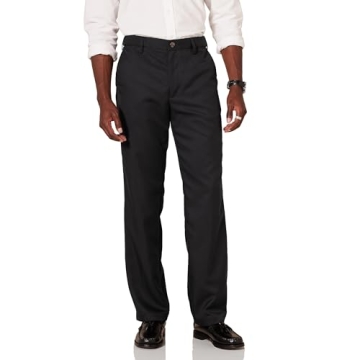Amazon Essentials Men's Classic-Fit Expandable-Waist Flat-Front Dress Pant, Black, 38W x 34L