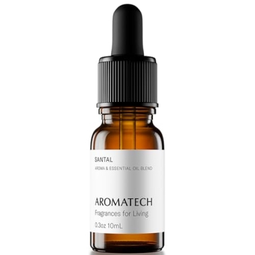 AromaTech Santal Aroma Essential Oil Blend: Luxury Hotel Inspired Aromatherapy with Amber, Vanilla, Cedar & Sandalwood for Ultrasonic Diffusers & Nebulizers - 0.3 fl oz, 10 mL