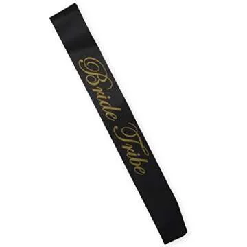 [CBC Brand] 12 Piece Bachelorette Party Sash Set: 11 x Bride Tribe in Gold Letters on Black, 1 x Bride to BE in Gold Letters on White (Party Favors for Hen Party, Bridal Shower & Wedding Decorations)
