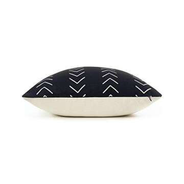 Hofdeco Decorative Throw Pillow Cover ONLY Heavy Weight Pure Cotton Mud Cloth Inspired Black Case White Mountain Stripes 18"x18"