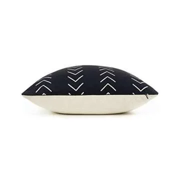 Hofdeco Decorative Throw Pillow Cover ONLY Heavy Weight Pure Cotton Mud Cloth Inspired Black Case White Mountain Stripes 18"x18"