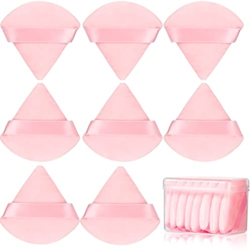 8 Pcs Cotton Powder Puff Face,JASSINS Triangle super soft for Both dry and wet Makeup Setting/Concea...