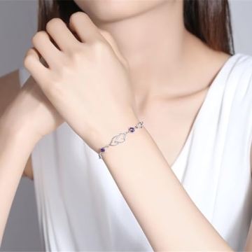 Your+Orders, Lightning+Deals+Today+Prime Love Heart Bracelets for Womens Girls Cubic Zirconia Birthstone for Women Birthday her Valentines Day Wedding Anniversary