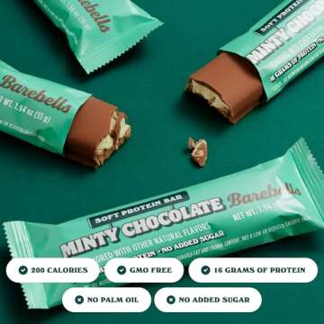 Barebells Soft Protein Bars Minty Chocolate - 12 Count, 1.94oz Bars - Protein Snacks with 16g of Hig...