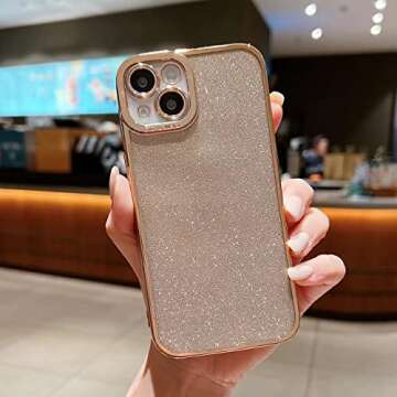 Fycyko Compatible with iPhone 14 Case Glitter Luxury Cute Flexible Bling Cover Camera Protection Sho...
