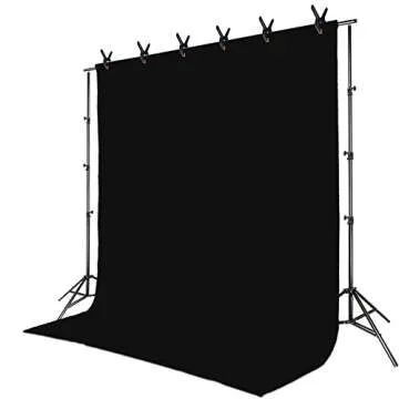 Julius Studio 10 x 10 ft. Large Heavy Duty Photo Backdrop Stand Background Support, 9 x 13 ft. Black Backdrop Screen Kit, Premium Grade A+ High Density Fabric Studio Kit, JSAG263