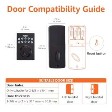 Amazon Basics Electronic Keypad Deadbolt Door Lock with Touch-Control Keyless Easy Installation, Auto Lock, Keyed Entry Option, Contemporary, 1-Pack, Matte Black
