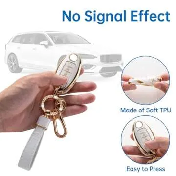 CACARLIKE for Nissan Key Fob Cover with Nissan Keychian, Car Key Fob Case Compatible with Nissan Altima Rogue Sentra Pathfinder Frontier Maxima Titan Key Protector Holder