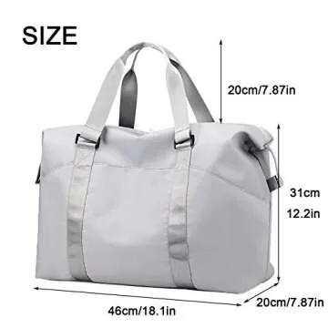 Forestfish Travel Duffel Bags For Women With Trolley Sleeve, Weekender Overnight Carry On Bag Lightwight Waterproof, Grey