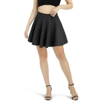 Urban CoCo Women's Basic Versatile Stretchy Flared Casual Mini Skater Skirt ((Small, Black)