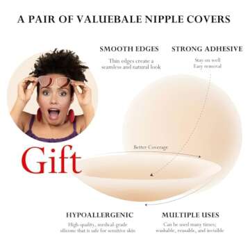 queensecret Adhesive Bra, Push up Strapless Self Adhesive Bra, Invisible Silicone Bra for Backless Dress (C, Nude)