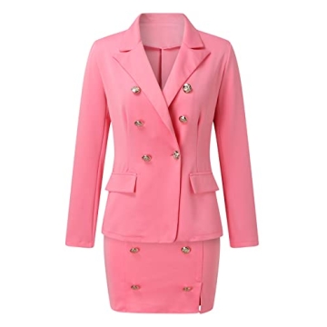 Stylish Women's Solid Long Sleeve Suit in Pink