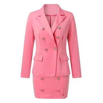 Stylish Women's Solid Long Sleeve Suit in Pink