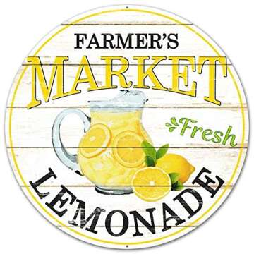 Craig Bachman 12" Metal Farmer's Market Sign: Lemonade Farmer's Market Metal Wreath Accent Sign MD03...