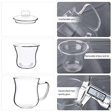 Elegant CNGLASS Glass Tea Cup with Infuser & Lid - 10oz