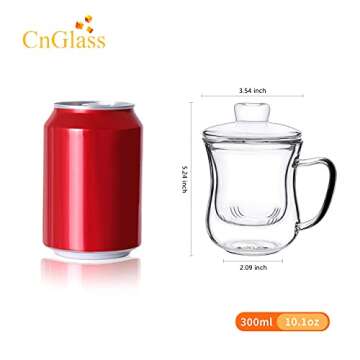 Durable CNGLASS Glass Tea Cup with Removable Infuser