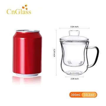 Durable CNGLASS Glass Tea Cup with Removable Infuser