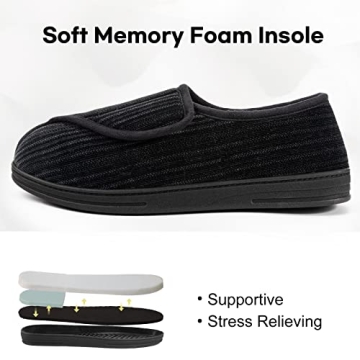 LongBay Men's Memory Foam Diabetic Slippers (Size 12)