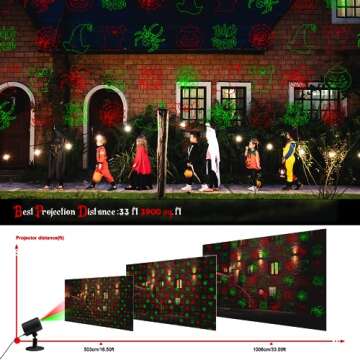 Halloween Light Projector Outdoor, 6 Rotating Dynamic Horror Hallomas Pattens LED Projection, Waterproof Outdoor Halloween Holiday Decorations with Remote for Patio Garden Wall Gate