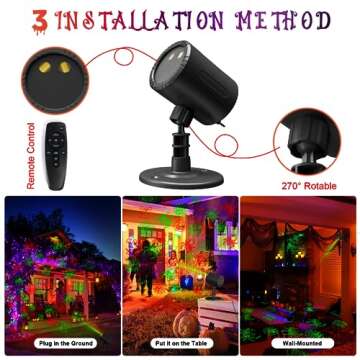 Halloween Light Projector Outdoor, 6 Rotating Dynamic Horror Hallomas Pattens LED Projection, Waterproof Outdoor Halloween Holiday Decorations with Remote for Patio Garden Wall Gate