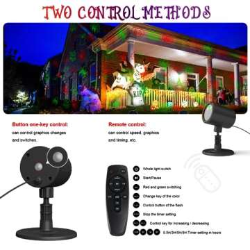 Halloween Light Projector Outdoor, 6 Rotating Dynamic Horror Hallomas Pattens LED Projection, Waterproof Outdoor Halloween Holiday Decorations with Remote for Patio Garden Wall Gate