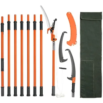 VEVOR Manual Pole Saw - Extendable Tree Pruner with Sharp Steel Blade and Lightweight Fiberglass Han...