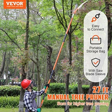 VEVOR Manual Pole Saw for Effortless Pruning Up to 27 Feet