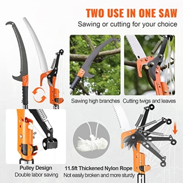 VEVOR Manual Pole Saw for Effortless Pruning Up to 27 Feet